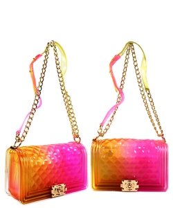 Fashion Handbag Jelly Crossbody Bag 7060PP YELLOW/RED